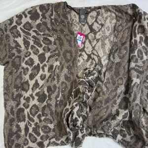 Vince Camuto Soft Floral Kimono Leopard One Size New Flowy A030525